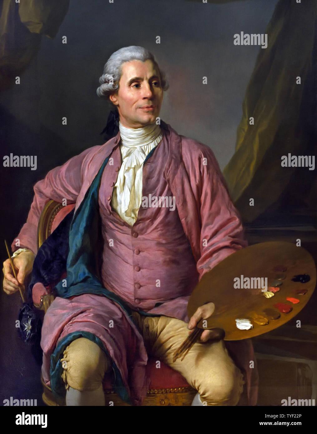 Porträt von Joseph Marie VIEN, 1716 - 1809, von Joseph Siffred Duplessis 1725 - 1802 Frankreich, Französisch, Stockfoto