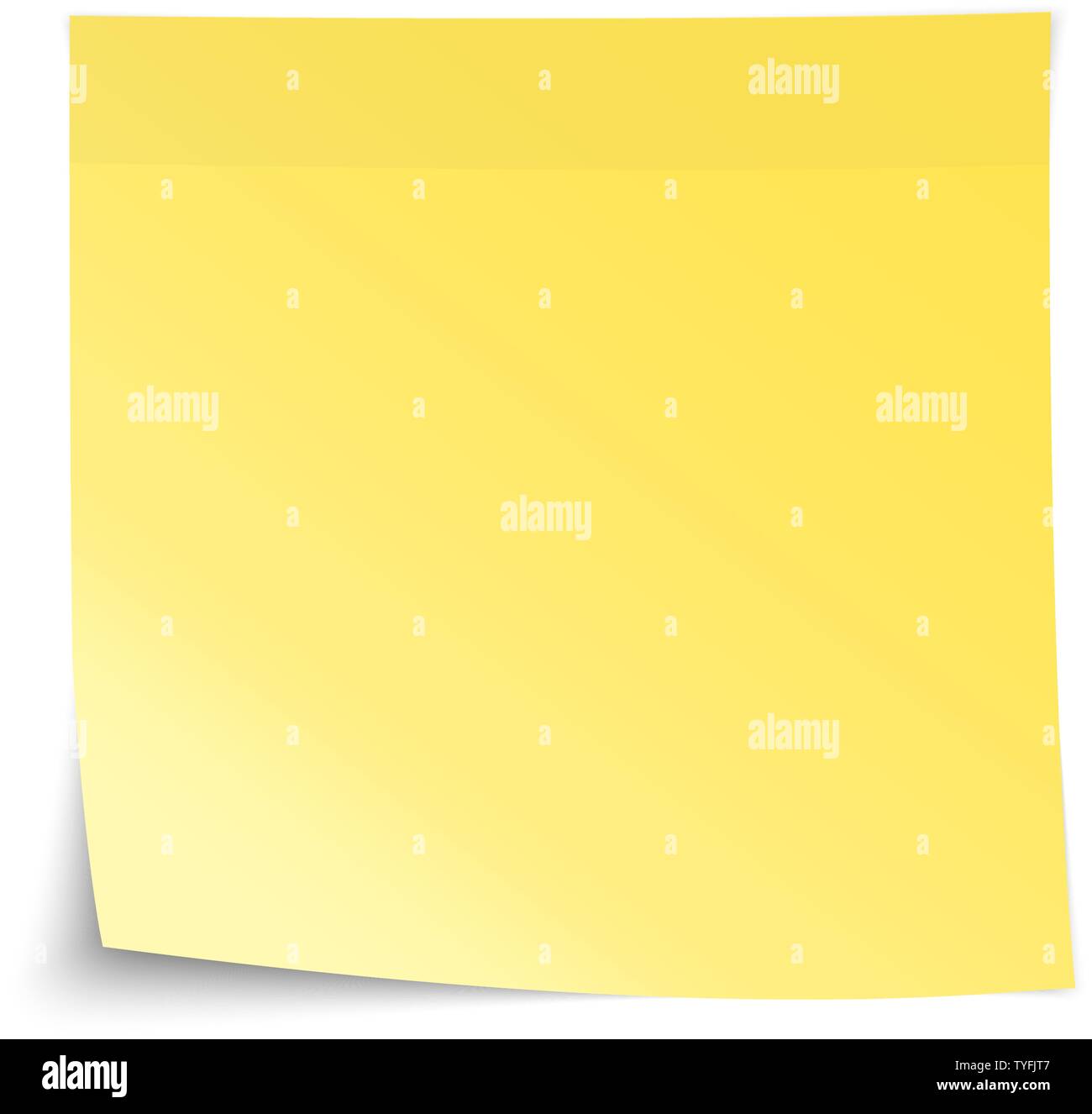 Leere realistische gelbe Haftnotiz Blatt Papier mit eingerollt Ecke und Schatten Vector Illustration Stock Vektor