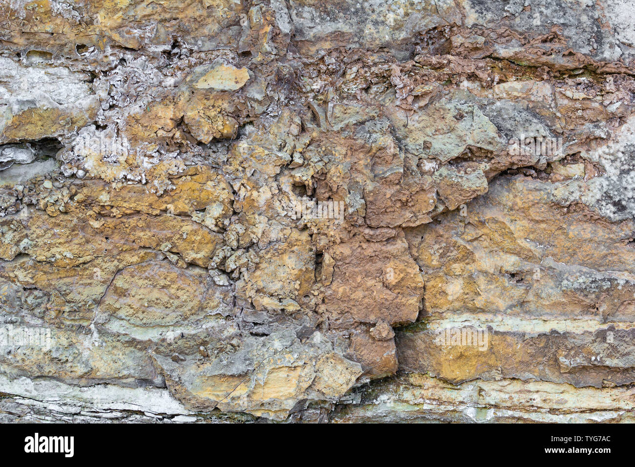 Naturstein Textur Hintergrund. Kalkstein. Felsformation Stockfoto