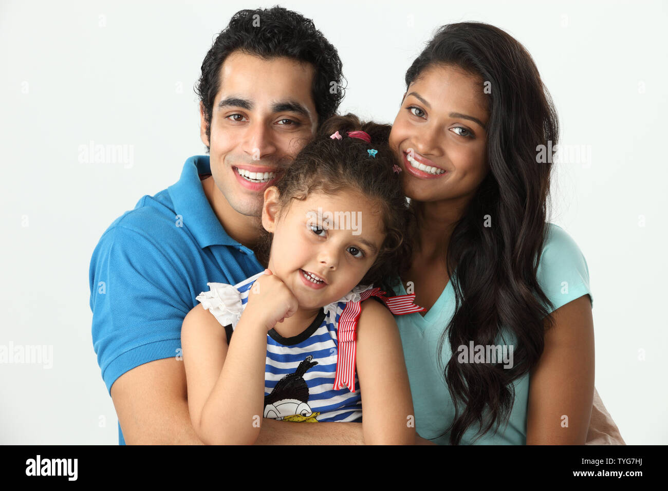 Porträt einer Familie lächelnd Stockfoto