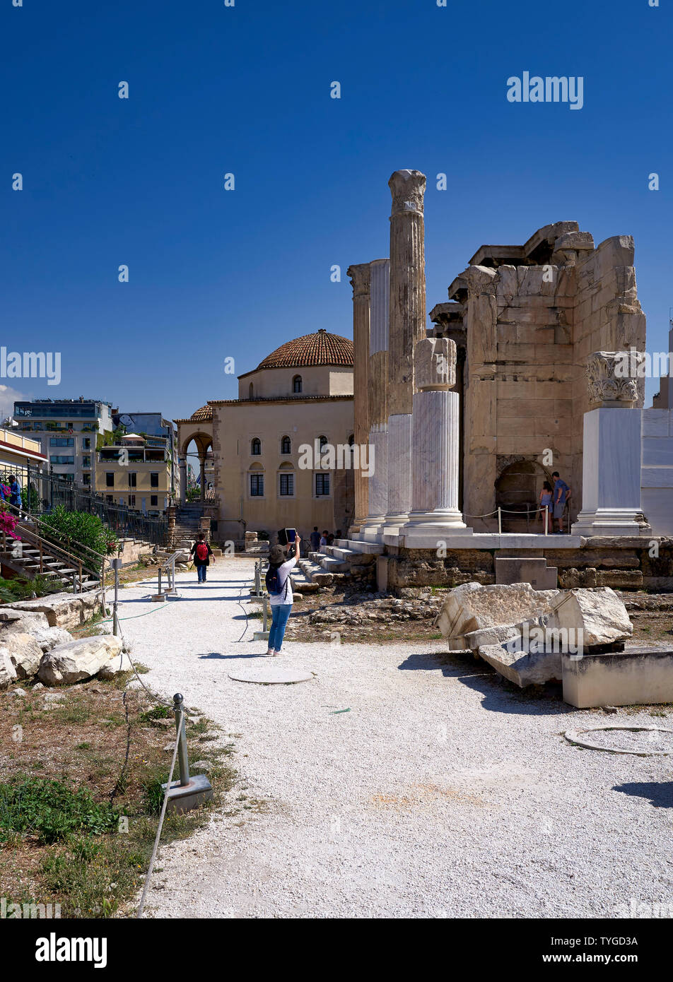 Athen Griechenland. Der Hadrian's Bibliothek Stockfoto