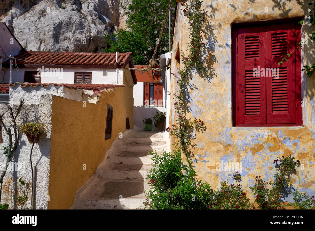 Athen Griechenland. Das malerische Viertel Anafiotika Stockfoto