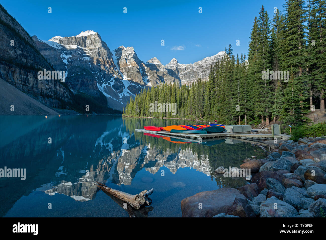 Moraine Lake, Banff Nationalpark, Kanada Stockfoto