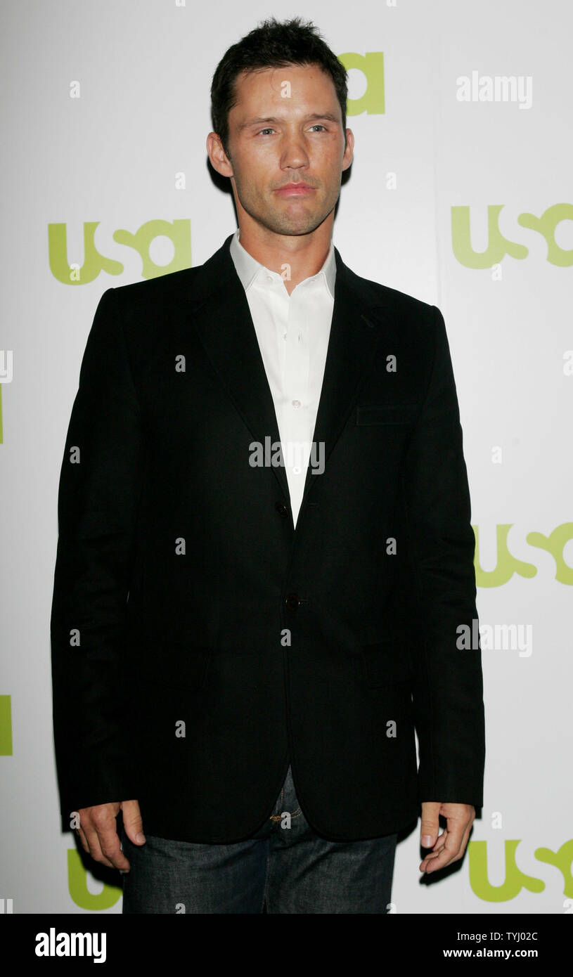 Jeffrey Donovan der Show 'Burn' der USA Network "2007 Upfront" Veranstaltung für neue und wiederkehrende Programme, die Teil des Kabelfernsehen upcoming Lineup am 28. März 2007 in New York City wird beachtet. (UPI Foto/Monika Graff) Stockfoto