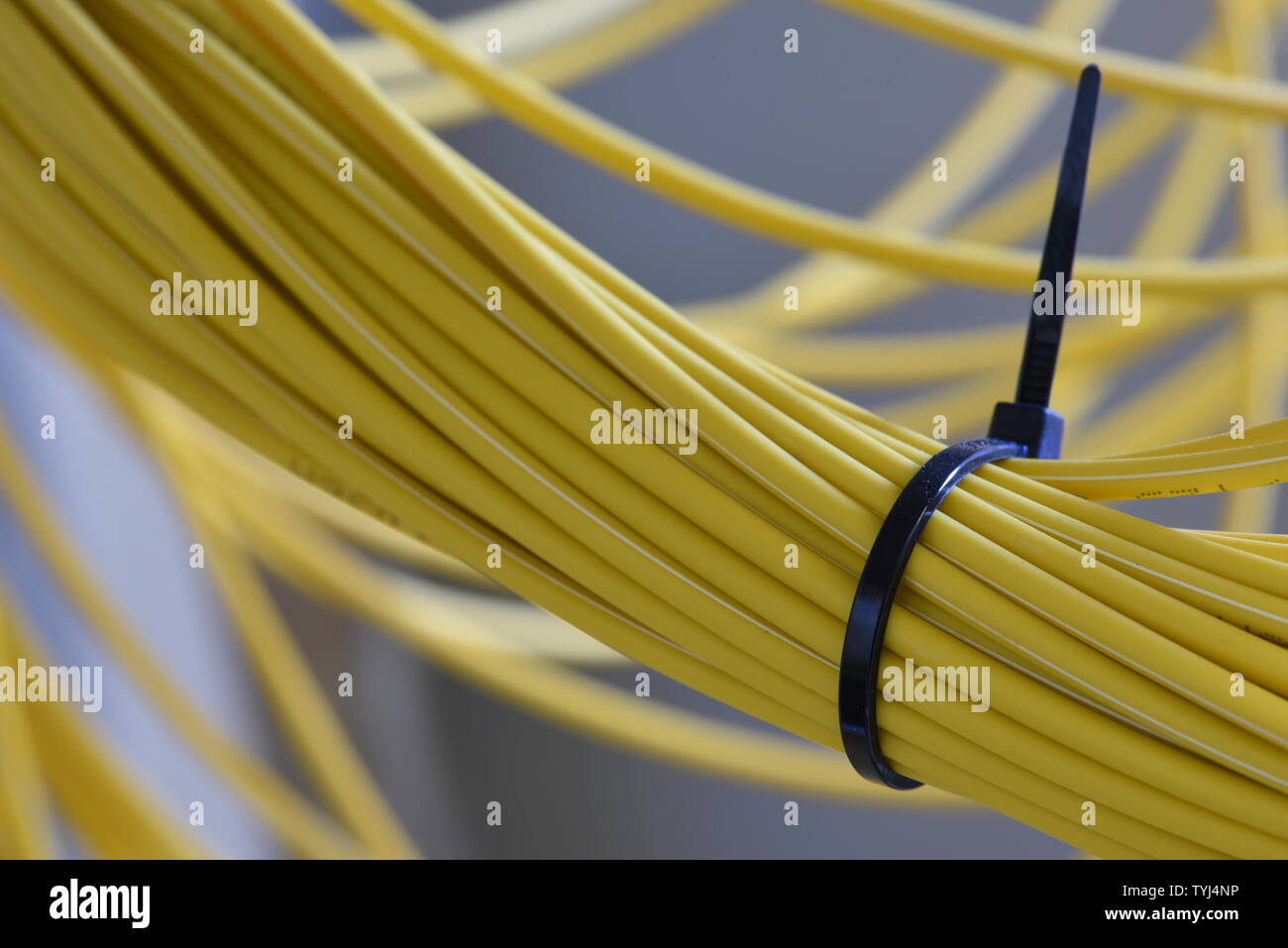 Rangierkabel in faser-optisches Netzwerk Stockfoto