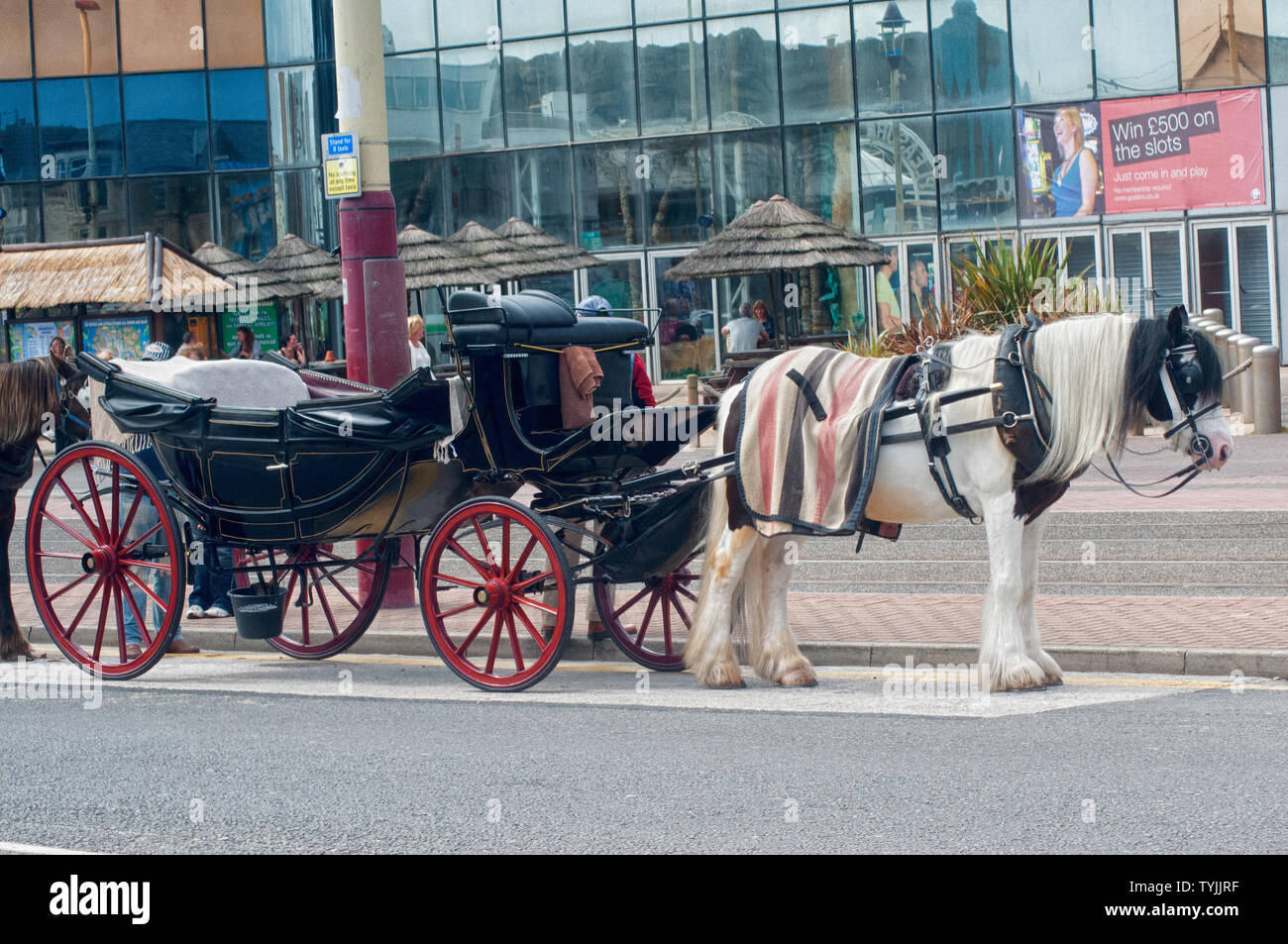 Pferd und Trap, Genuss Fahrt am Blackpool Pleasure Beach. Stockfoto