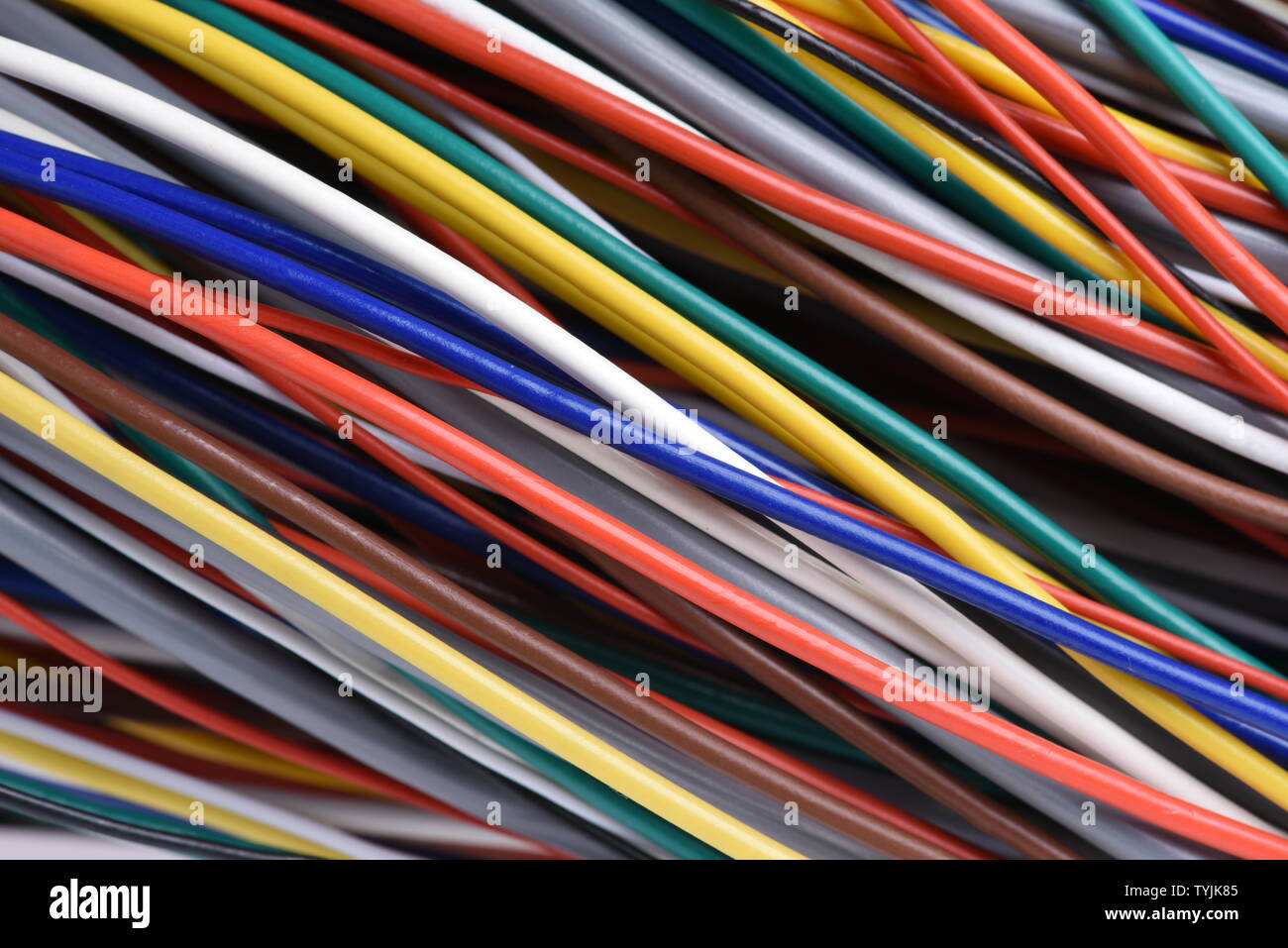 Nahaufnahme von Kabel und Draht im elektrischen Netz Systeme Stockfoto