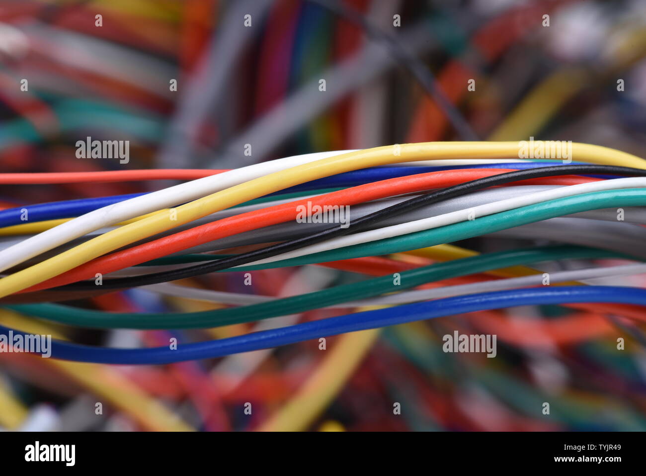 Nahaufnahme der elektrischen Kabel Stockfoto