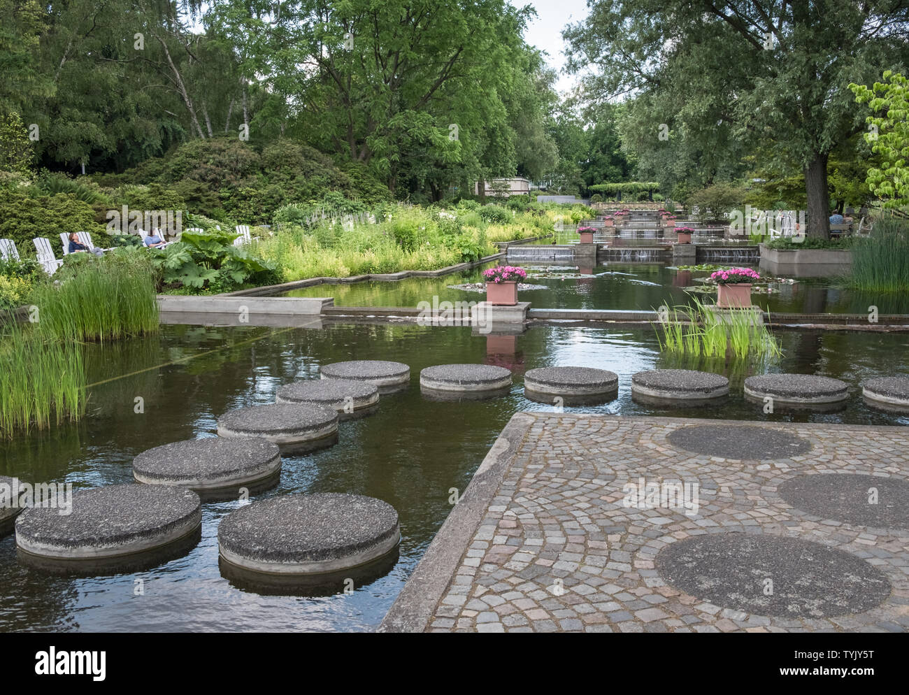 Planten un Blomen (Pflanzen und Blumen), einen 166 Hektar großen öffentlichen städtischen City Park in der neuen Stadt Stadtteil von Hamburg, in Deutschland. Stockfoto