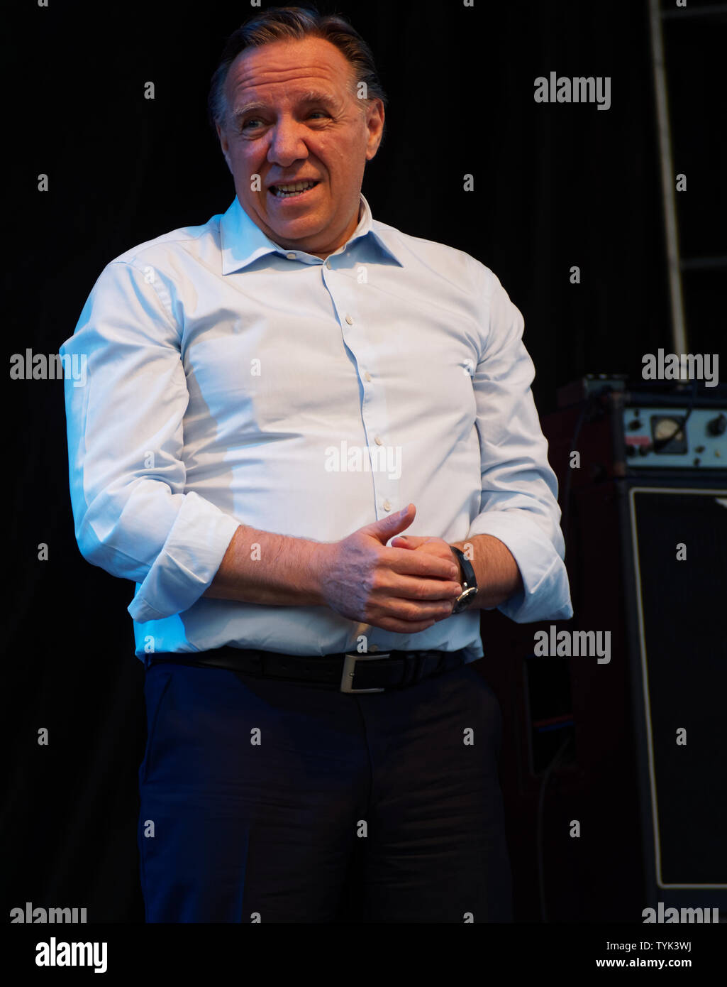 Quebec, Kanada. Premier von Quebec, Francois Legault besucht Saint-Jean Festlichkeiten in Repentigny, Quebec Stockfoto