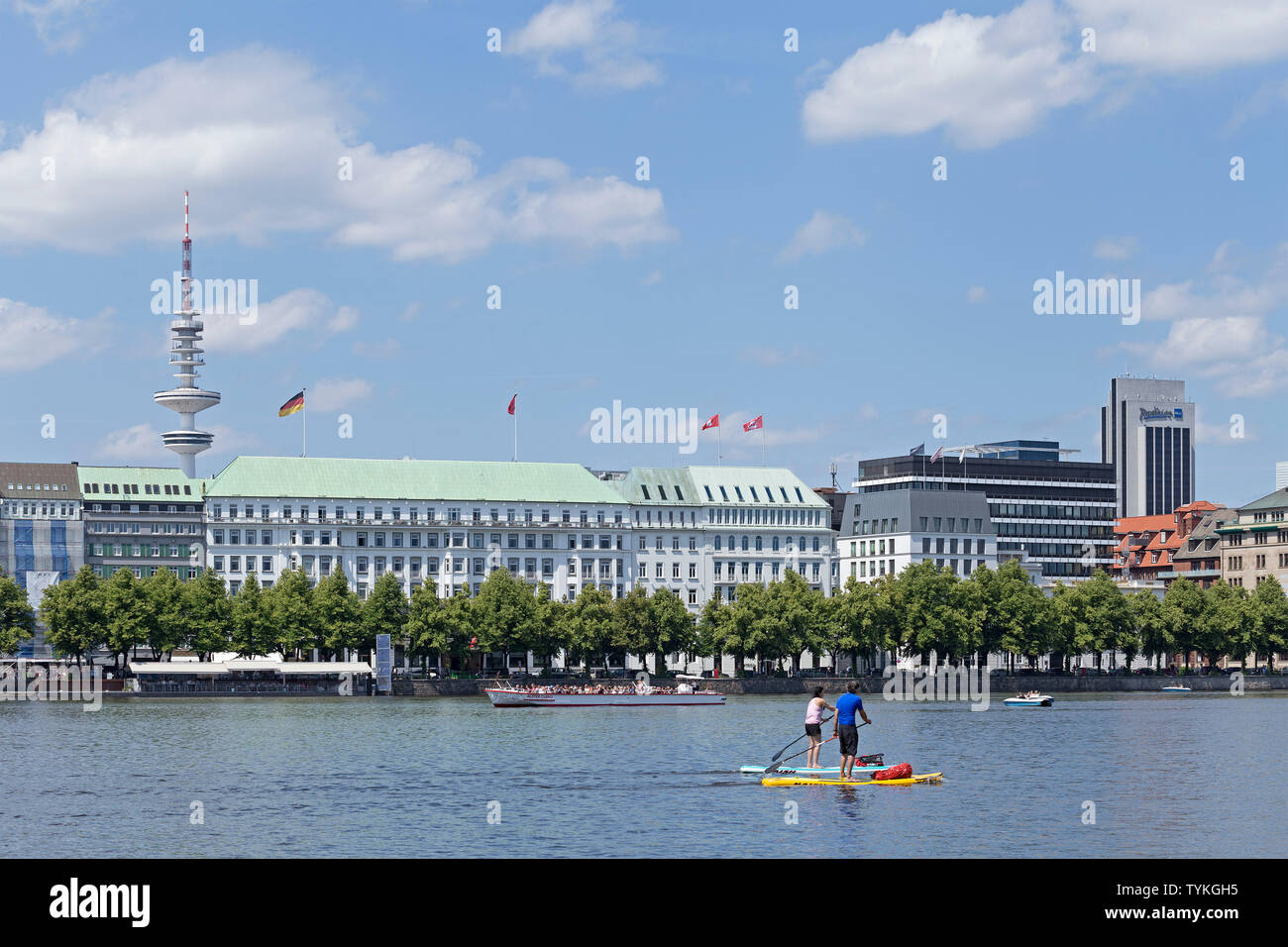Neuen Jungfernstieg, Binnenalster, Hamburg, Deutschland Stockfoto