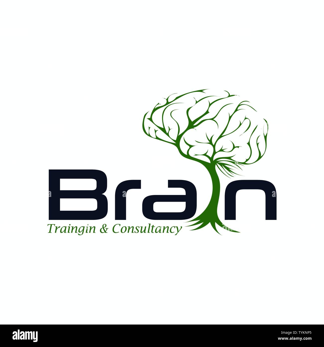 Menschliche Gehirn mit Blatt logo Vorlage Stock Vektor