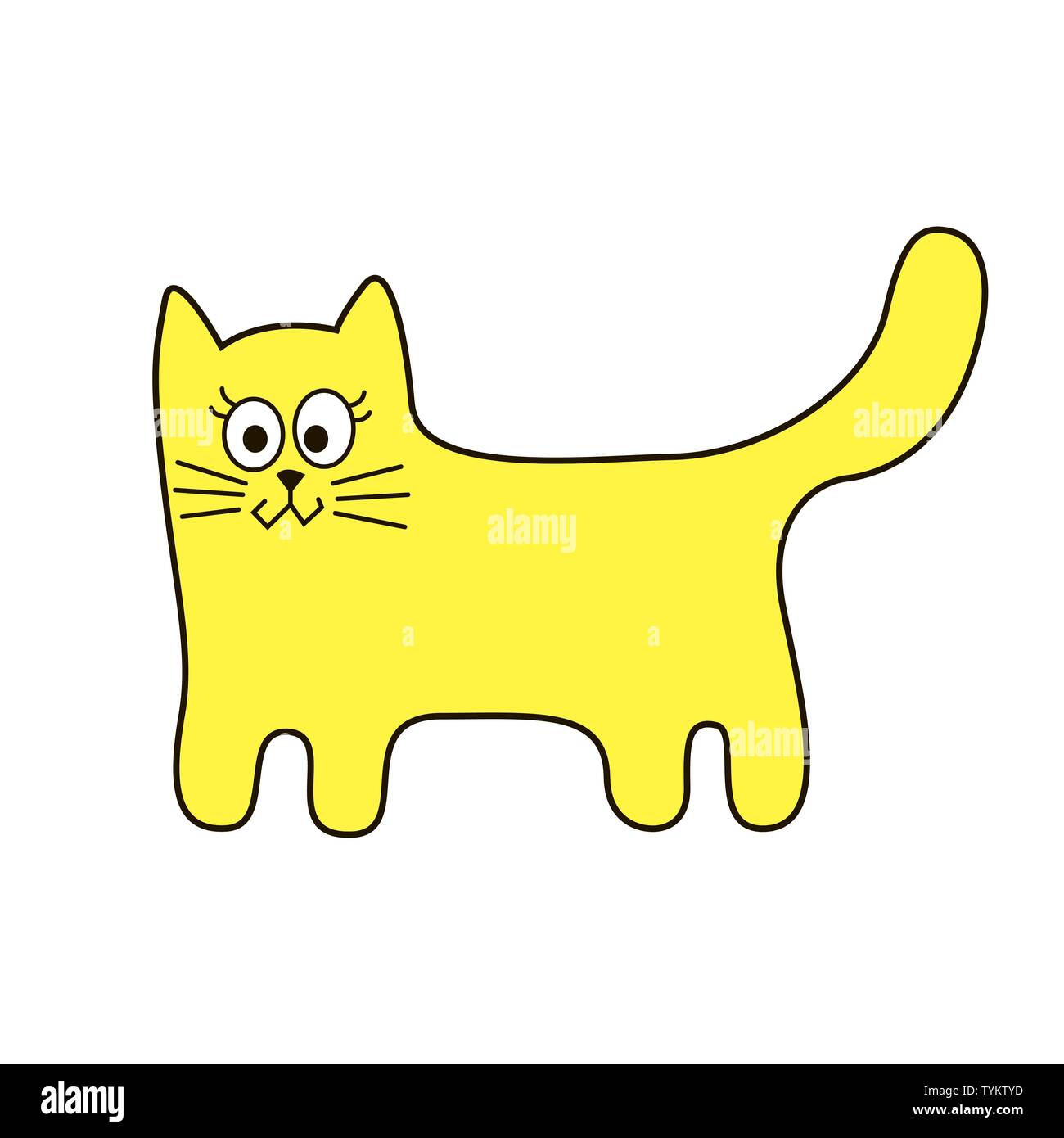 Lustige stilisierten Katze anmelden cartoon Symbol in Kurve Linien. Vector Illustration Stock