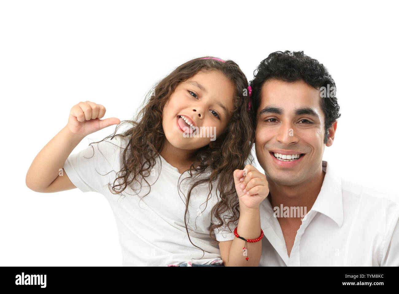 Porträt eines Mannes mit seiner Tochter lächelnd Stockfoto