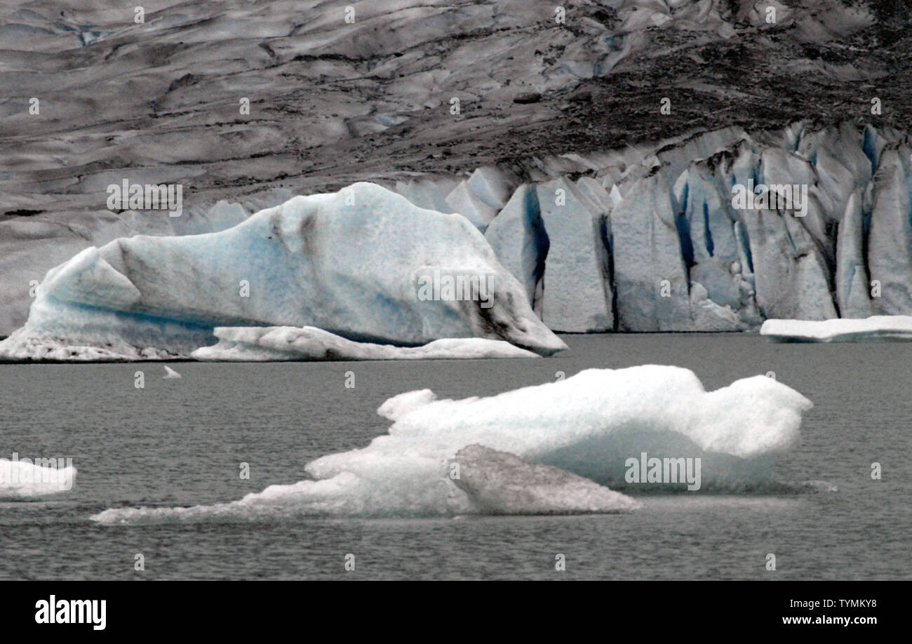 Klimawandel Beweise in Form der rasch schmelzenden Mendenhall Gletscher in der Nähe von Juneau, Alaska. Stockfoto