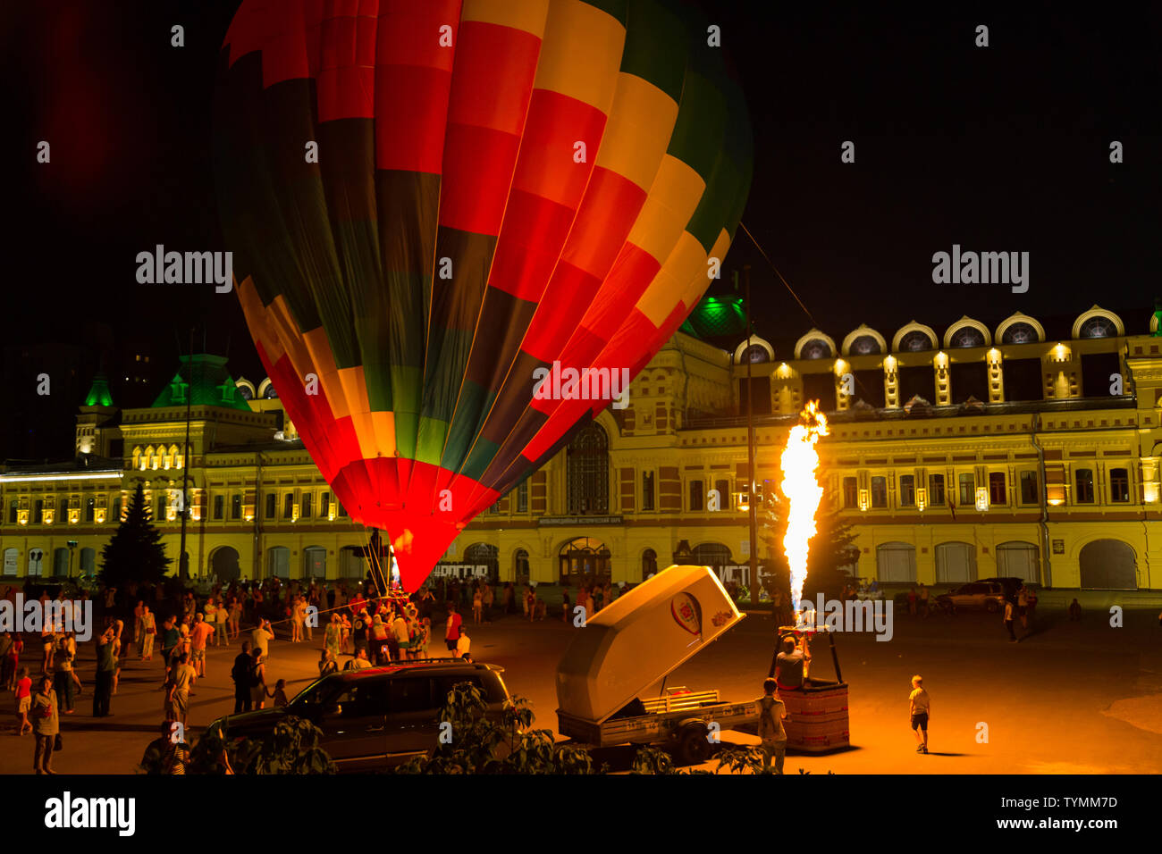 Hot Air Balloons Festival, Nacht starten Stockfoto