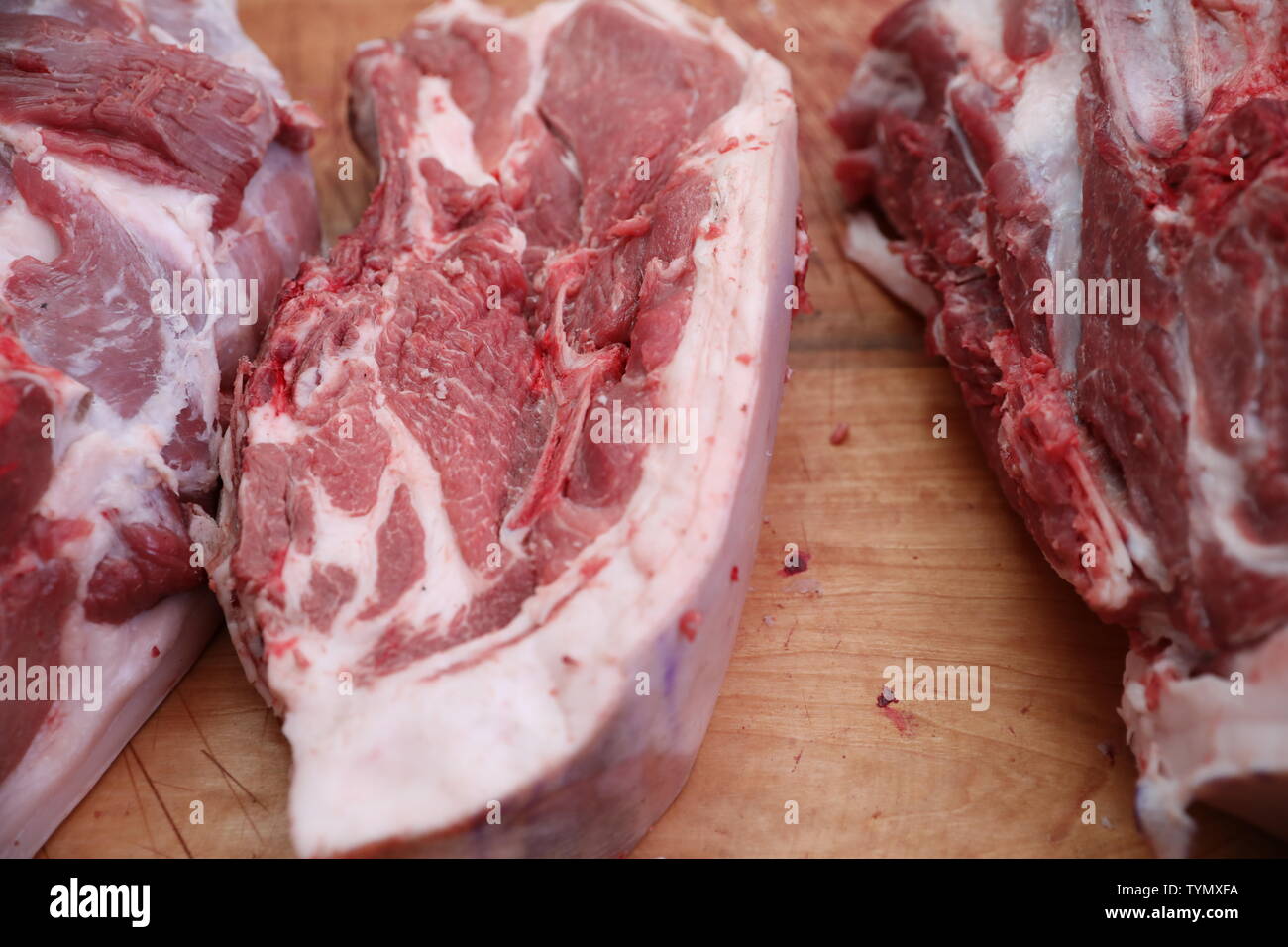 Frisches Schweinefleisch Stockfoto