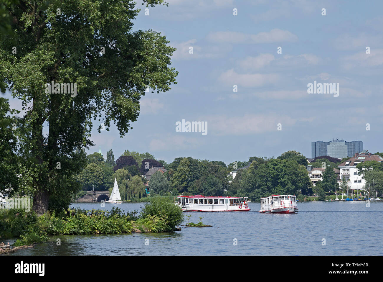 Die Schifffahrt auf der Alster, Hamburg, Deutschland Stockfoto