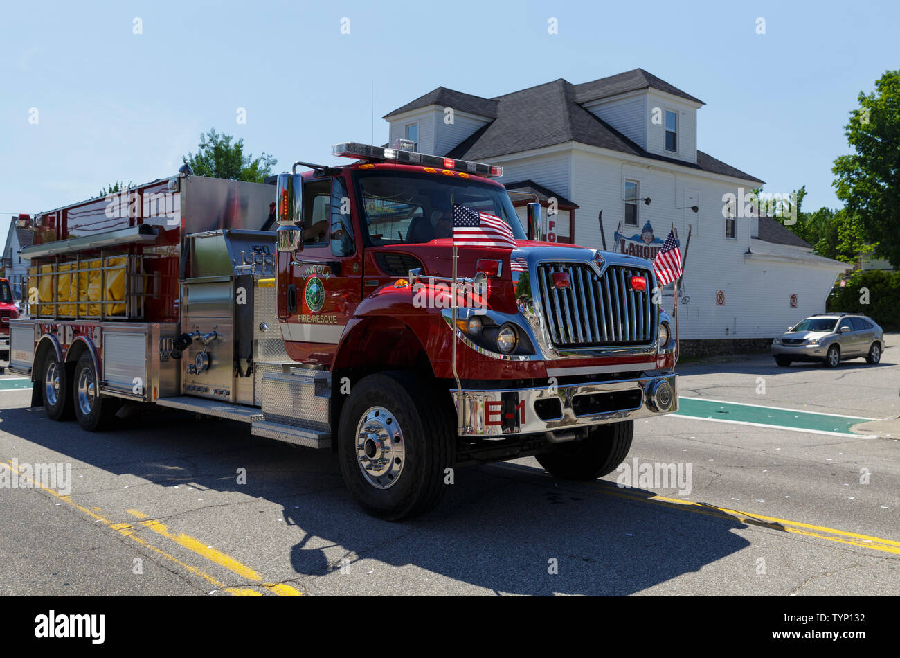 2018 Lincoln-Woodstock 4. Juli Parade in Lincoln, New Hampshire. Stockfoto