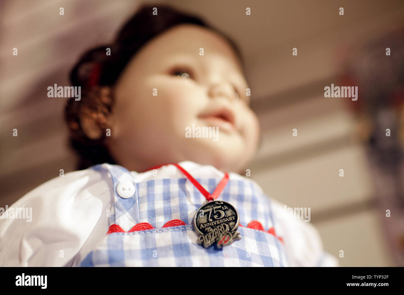 Ein 75-jähriges Jubiläum Zauberer von Oz Dorothy Puppe von Adora ist auf Anzeige an der 111 American International Toy Fair im Jacob K. Javits Convention Center in New York City am 17. Februar 2014. Dies ist die größte Spielzeug und Jugend Produkt Marktplatz in der westlichen Hemisphäre, mehr als 1.000 ausstellenden Hersteller, Distributoren, Importeure und Vertriebspartner rund um den Globus zu präsentieren ihr Spielzeug und Unterhaltung Produkte. UPI/John angelillo Stockfoto