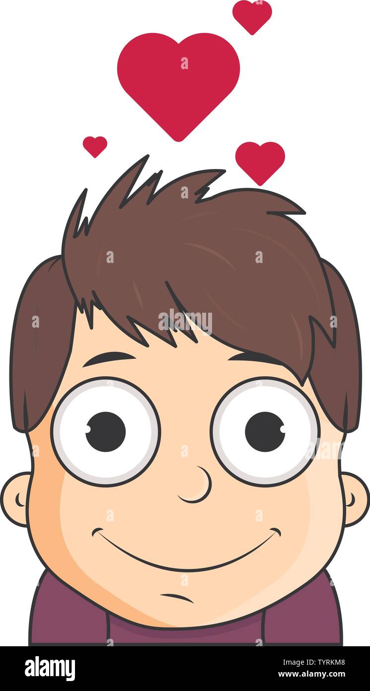 Cute hipster cartoon Junge mit Liebe, Emotionen. Vector Illustration Stock Vektor