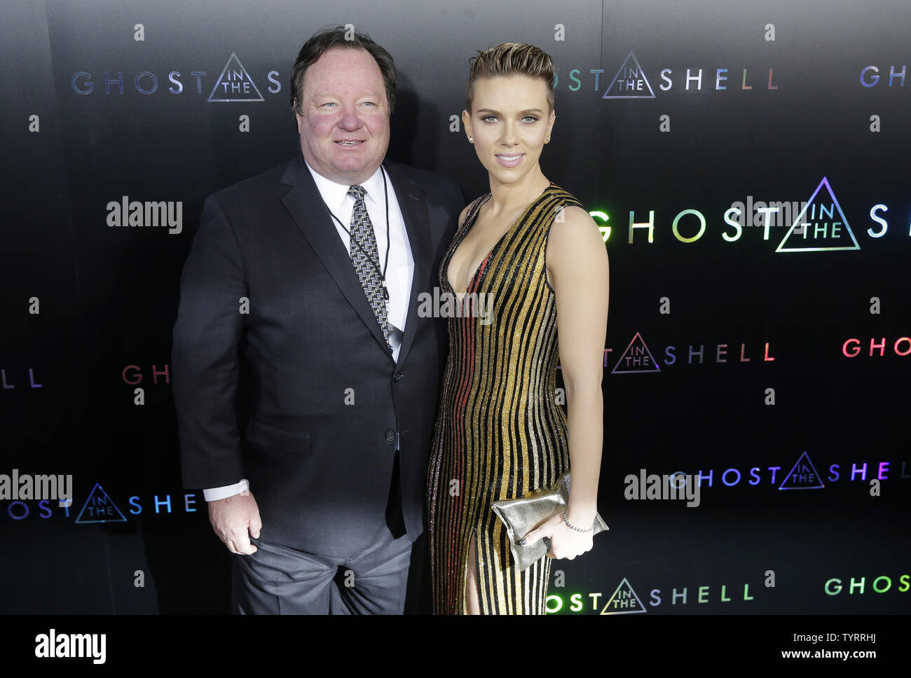 Scarlett Johansson kommt auf dem roten Teppich an der 'Ghost In The Shell" New York Premiere bei AMC Lincoln Square Theater am 29. März 2017 in New York City. Foto von John angelillo/UPI Stockfoto