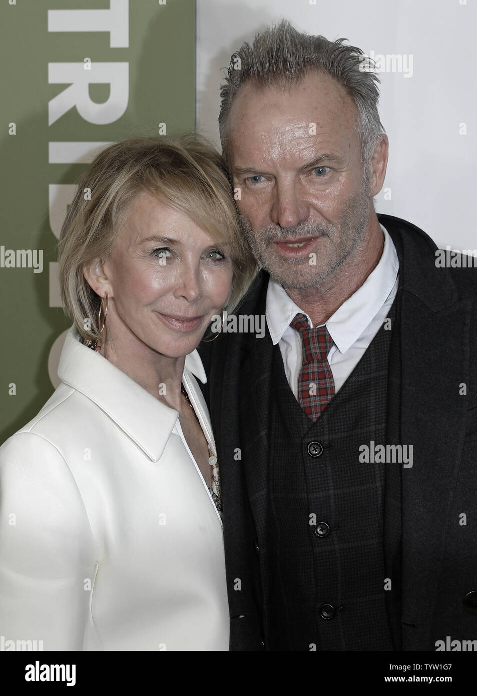 Musiker Sting und seine Ehefrau Trudie Styler nehmen an der 35. Jahrestag des Film "Spinal Tap" auf dem Tribeca Film Festival 2019 am 27. April 2019 in New York City. Foto von Peter Foley/UPI Stockfoto