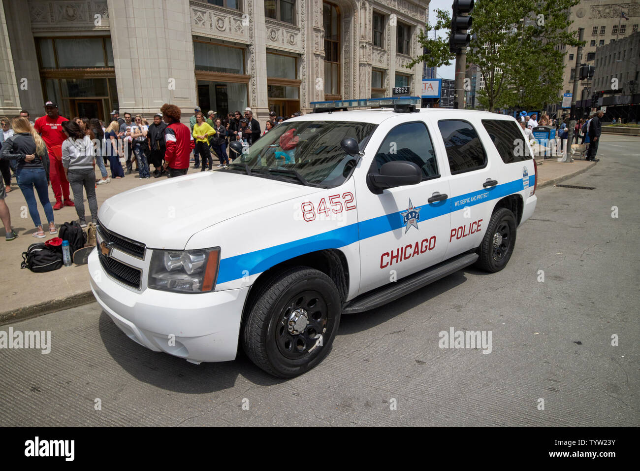 Chicago Police Department Chevrolet Tahoe SUV patrol Fahrzeug Chicago IL USA Stockfoto