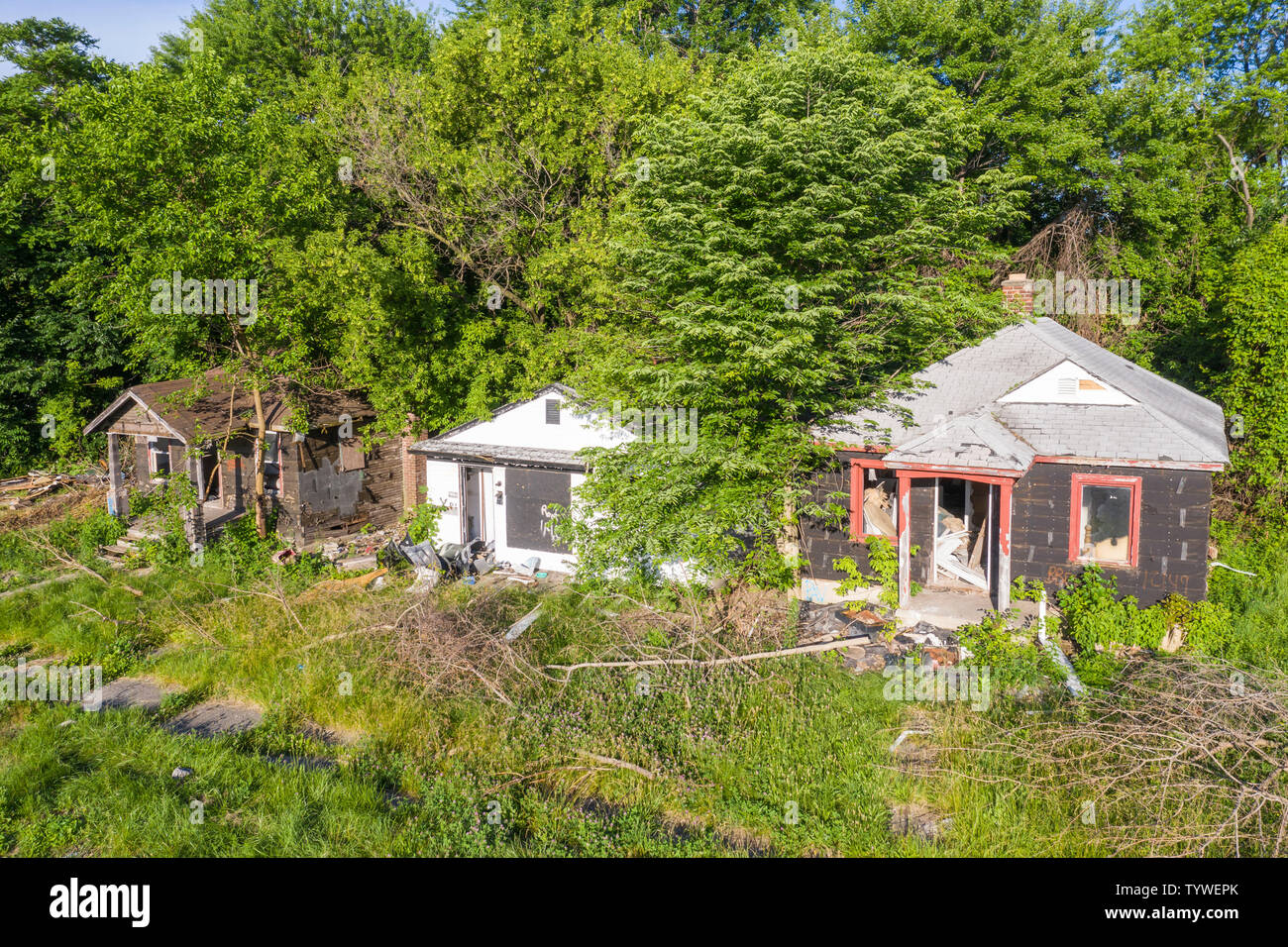 Detroit Michigan Verlassene Und Zerstorte Hauser Die Von