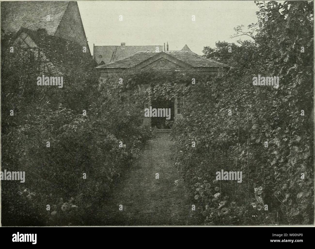 Archiv Bild von Seite 40 der Gartenkunst (1899). Gartenkunst diegartenkunst 15 5 Jahr sterben: 1899 XV, 2 STERBEN GARTENKUNST. Gartenkunst im Rheingau-von J.Müller, Geisenheim. Mit lo Abbildungen von Dr. Schmitthenner, Geisenheim. In dem von der Natur so reich gesegneten Rhein-main-Gau, der lachenden Landschaft zwischen Mainz und Rüdesheim, liegen versteckt und verschwiegen alte Gärten, die dem Entdecker derselben zeigen, daß - sonders in der Goethe-Zeit werden so etwas w ie eine Garten-Kultur im künstlerischen Sinne hier bestanden haben muß, sterben wieder zu neuem Leben zu erwecken eine dankbare Aufga Stockfoto