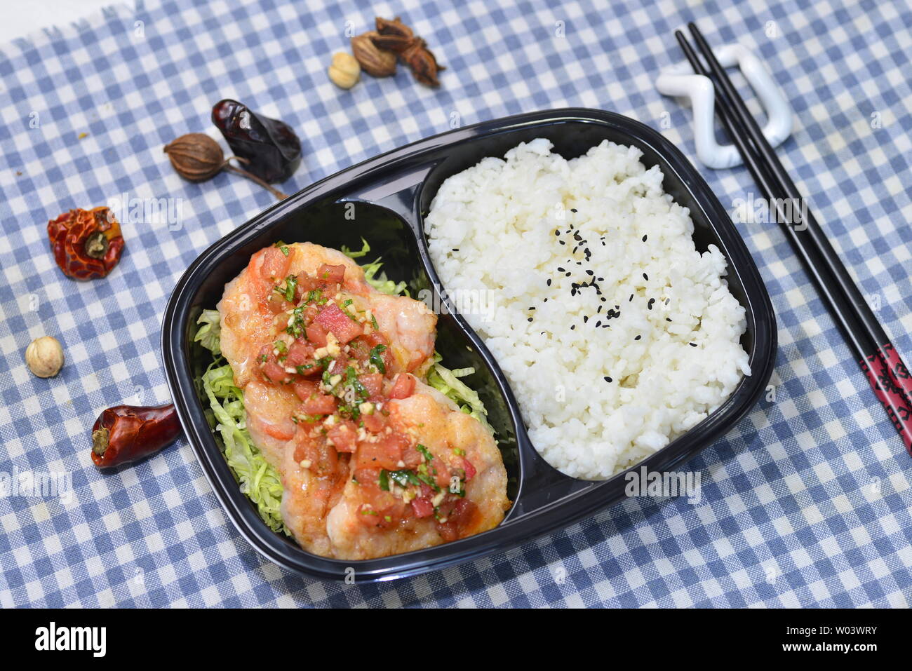 Flugzeug Essen, high-speed rail Essen, Fast Food, high-end Lunch Box. Stockfoto