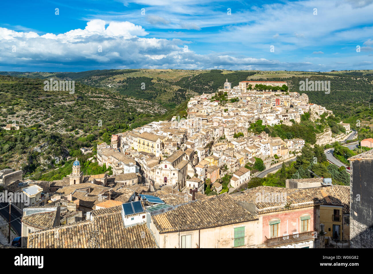 Blick auf die Altstadt von Ragusa Ibla in Sizilien, Italien Stockfoto