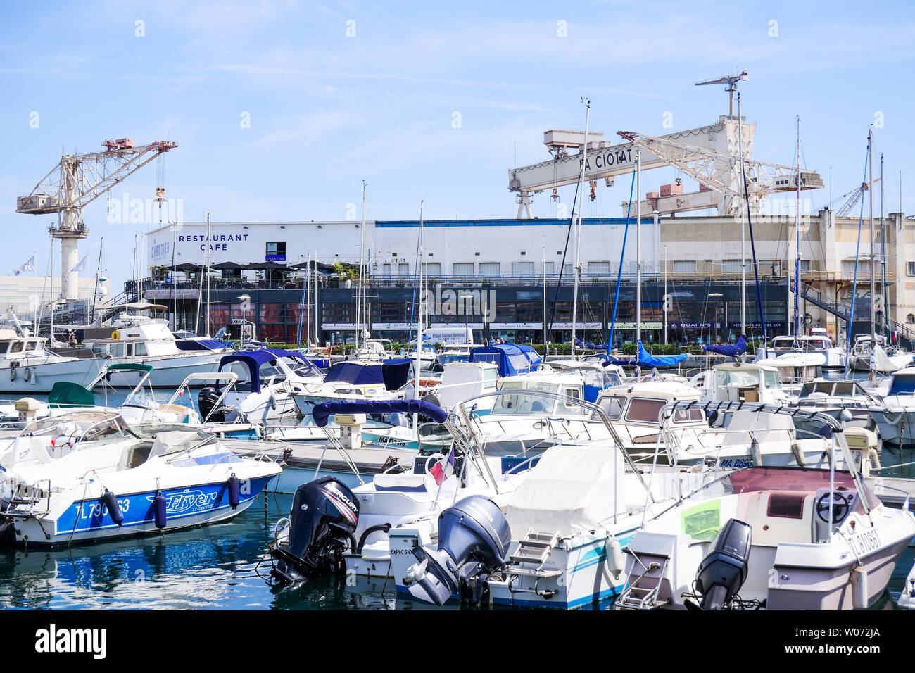 Mototboats im Quay in der Hafen, La Ciotat, Bouches-du-Rhône, Frankreich Stockfoto