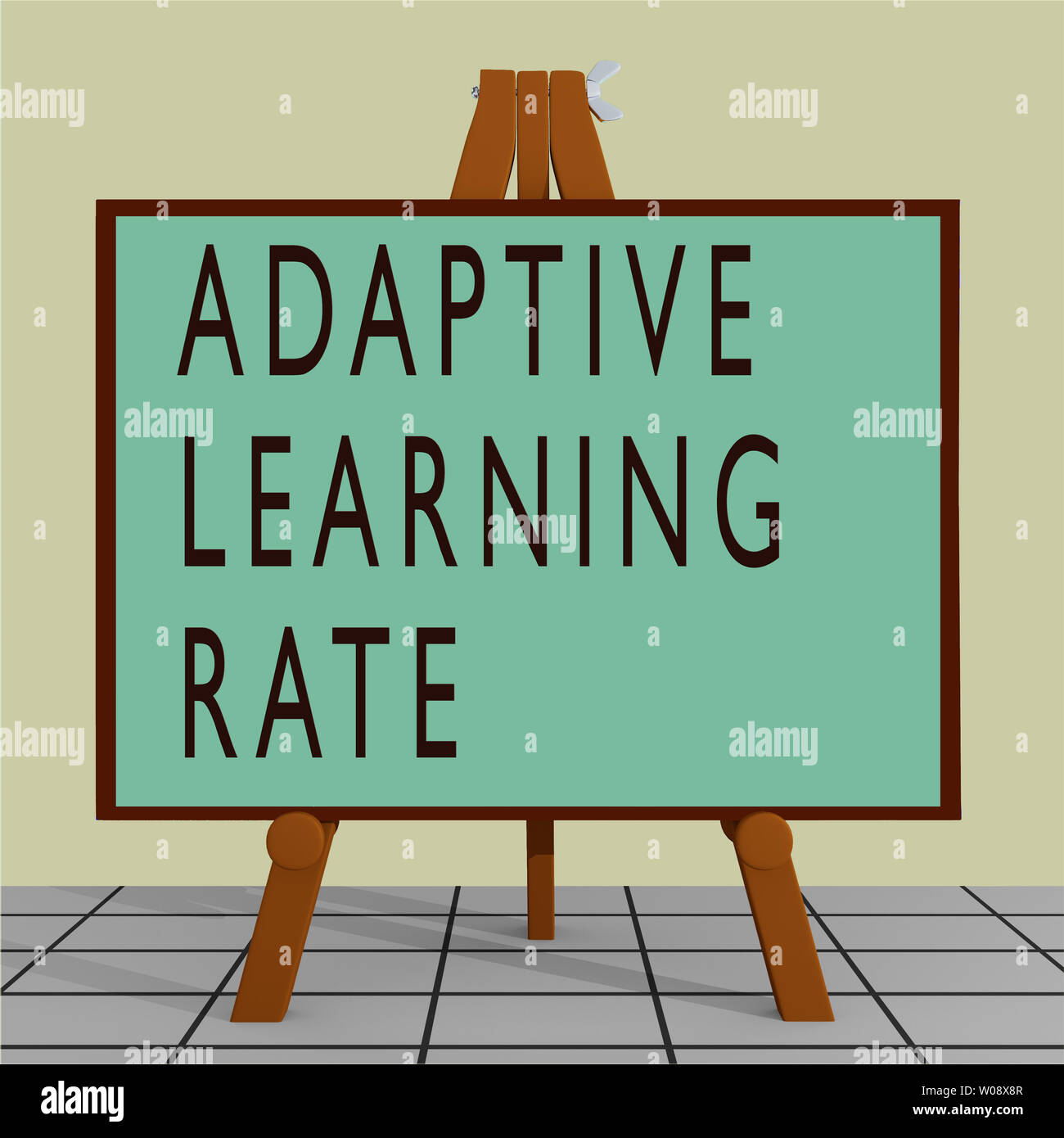 3D-Abbildung der adaptiven LERNRATE Titel auf einem Stativ display board Stockfoto
