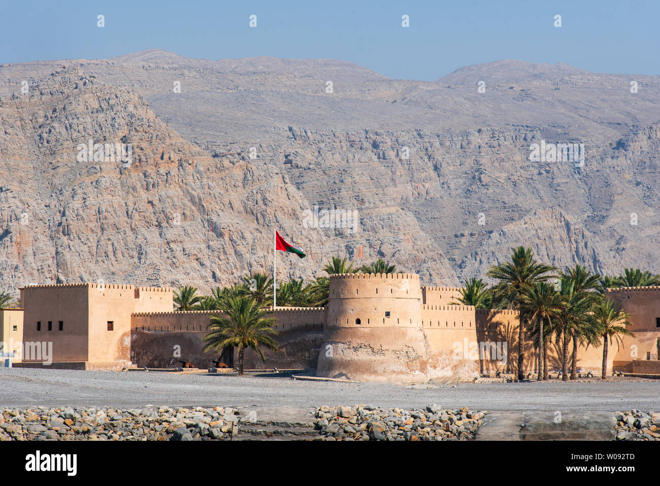 Khasab Fort in Musandam Governorate von Oman von Sandstein umgeben Stockfoto