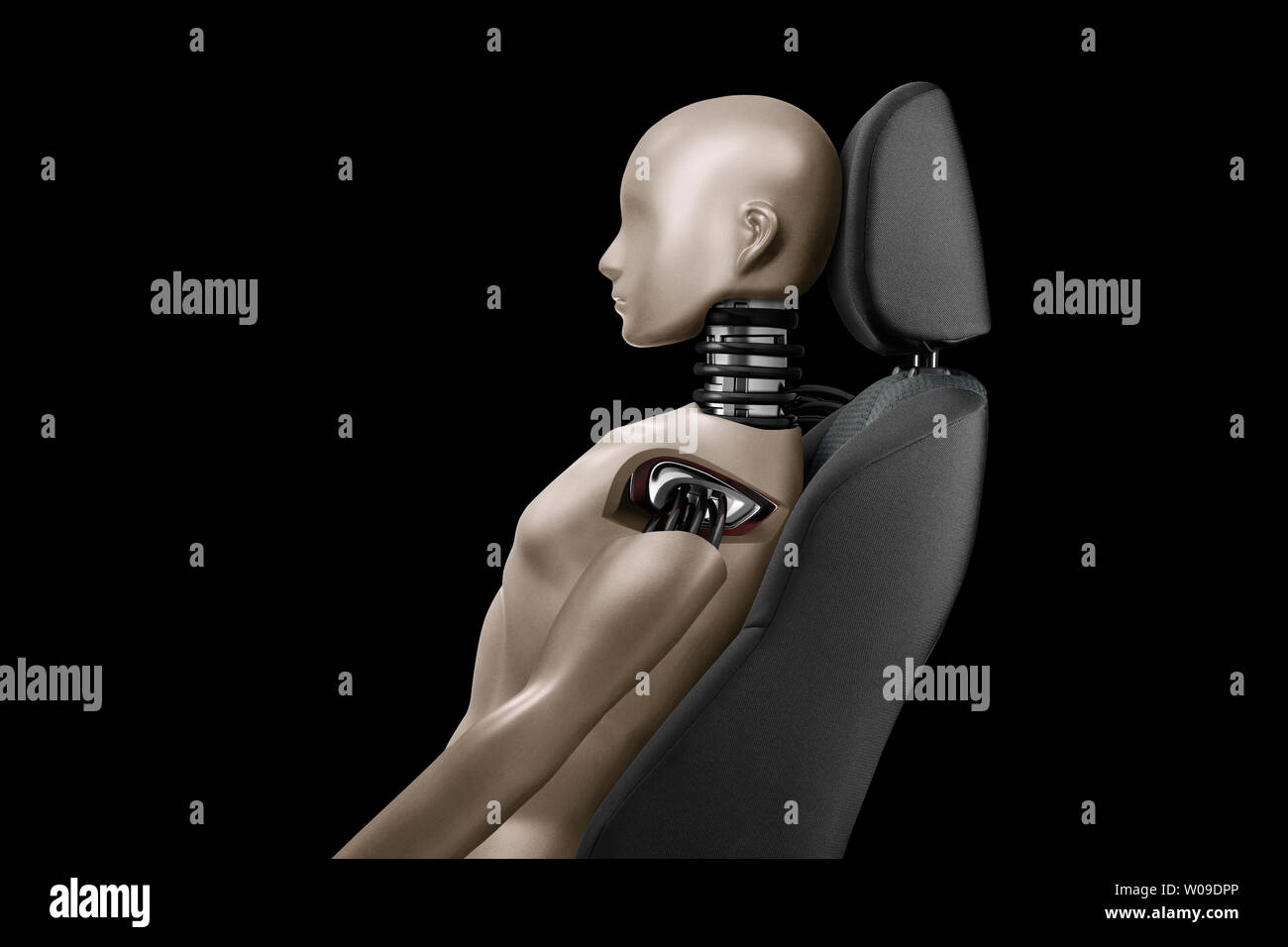 Tests Autositz Schutz vor Schleudertrauma Ansatzverletzung isoliert auf  schwarzem Hintergrund Stockfotografie - Alamy