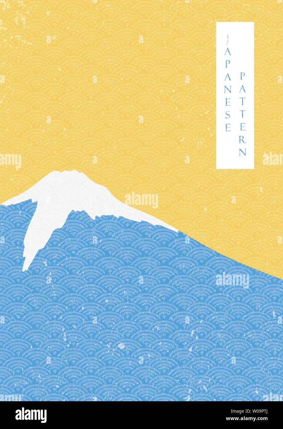 Fuji Berg Vorlage Vektor mit japanischen Muster Hintergrund. Stock Vektor