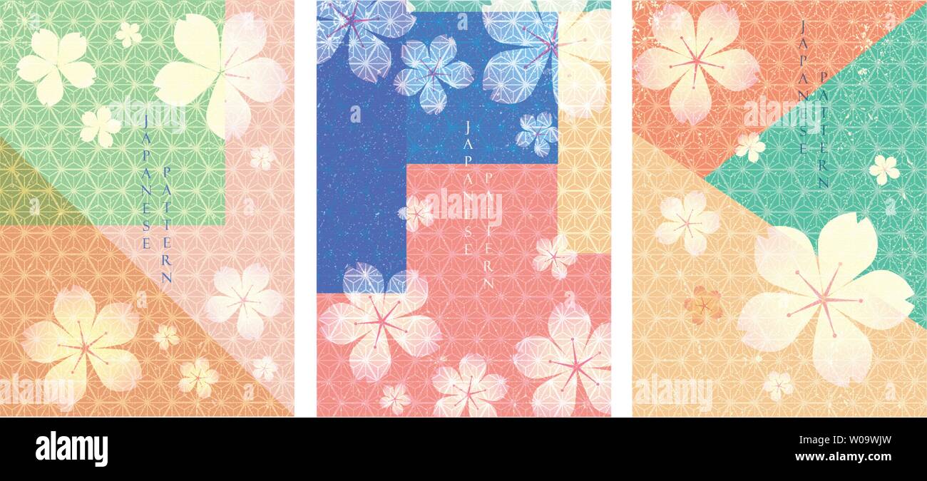 Cherry Blossom Hintergrund mit japanischen Muster Vektor. Blume Vorlage. Stock Vektor
