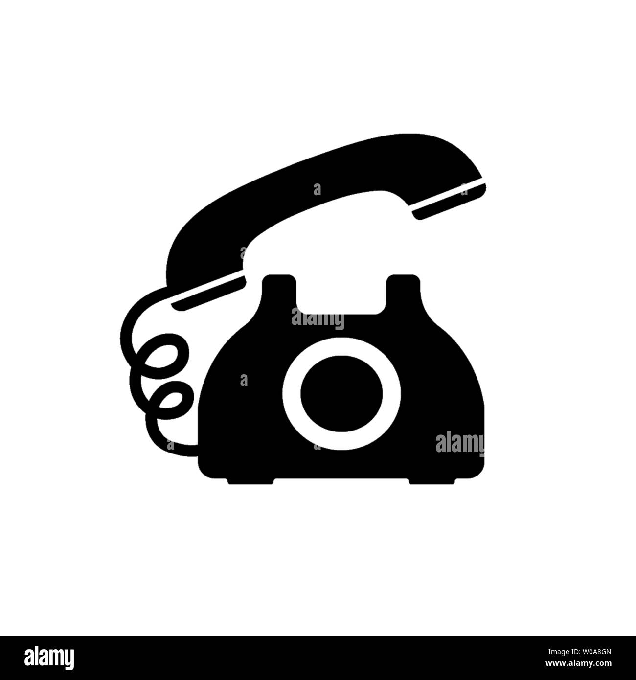 Retro Telefonsymbol in Schwarz im flachen Stil Stock Vektor