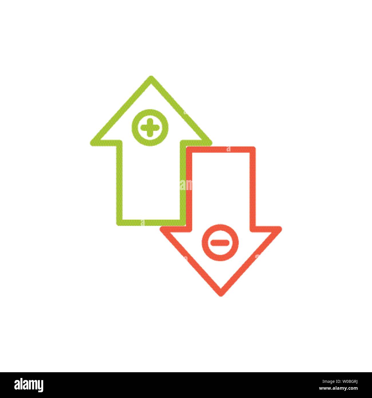 Positive und Negative, True oder False Bilder oder Plus und Minus Stock Vektor