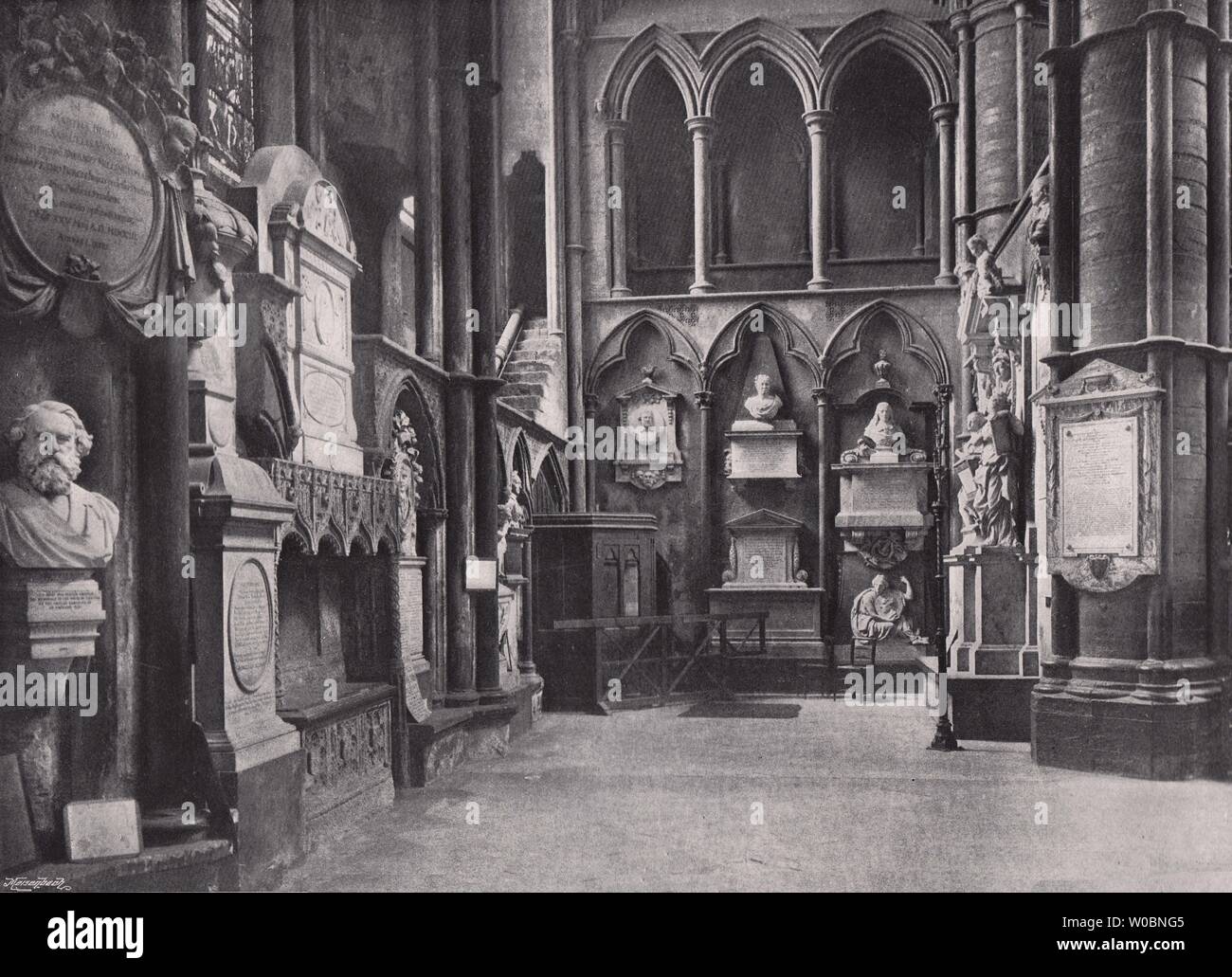 Westminster Abbey - Poets' Corner. London 1896 alte antike Bild drucken Stockfoto