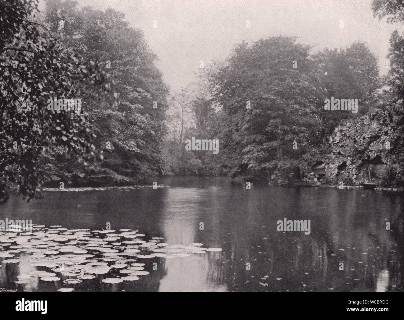 Wanstead Park - Blick auf den See. London 1896 alte antike Bild drucken Stockfoto