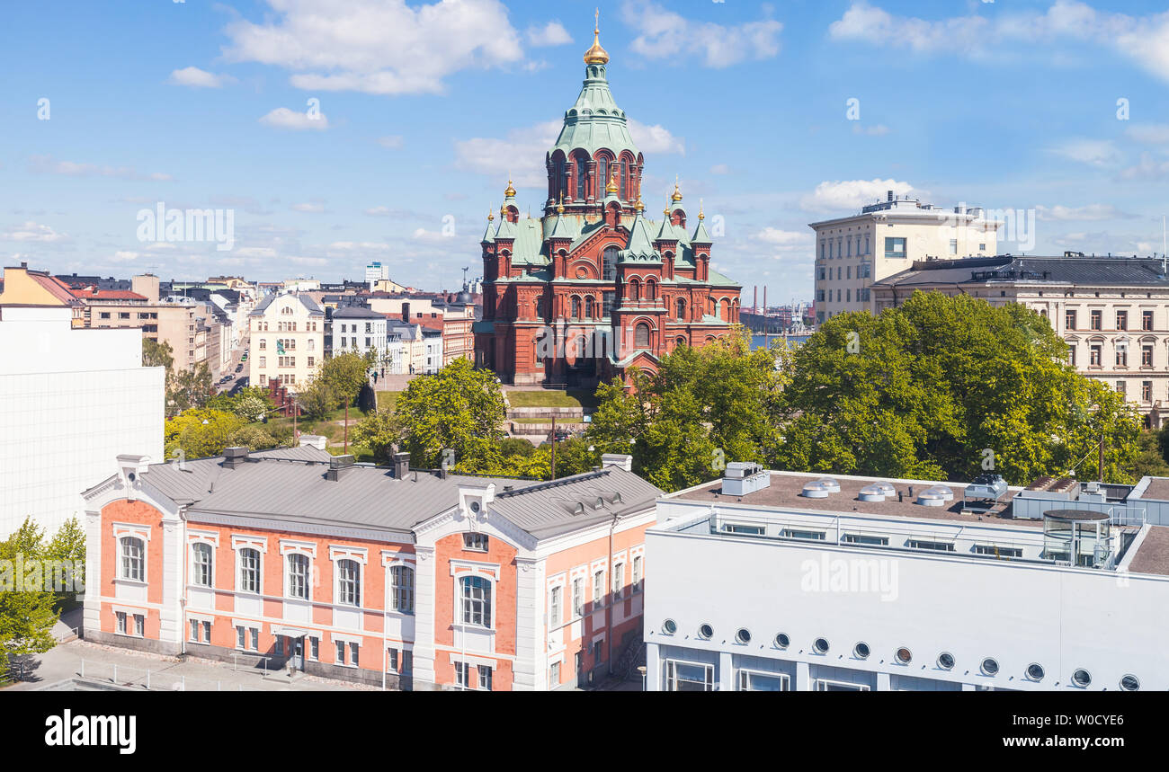 Uspenski Kathedrale. Östlich-orthodoxen Kathedrale in Helsinki, Finnland, gewidmet der Entschlafung der Gottesgebärerin, es wurde 1862-1868 gebaut Stockfoto