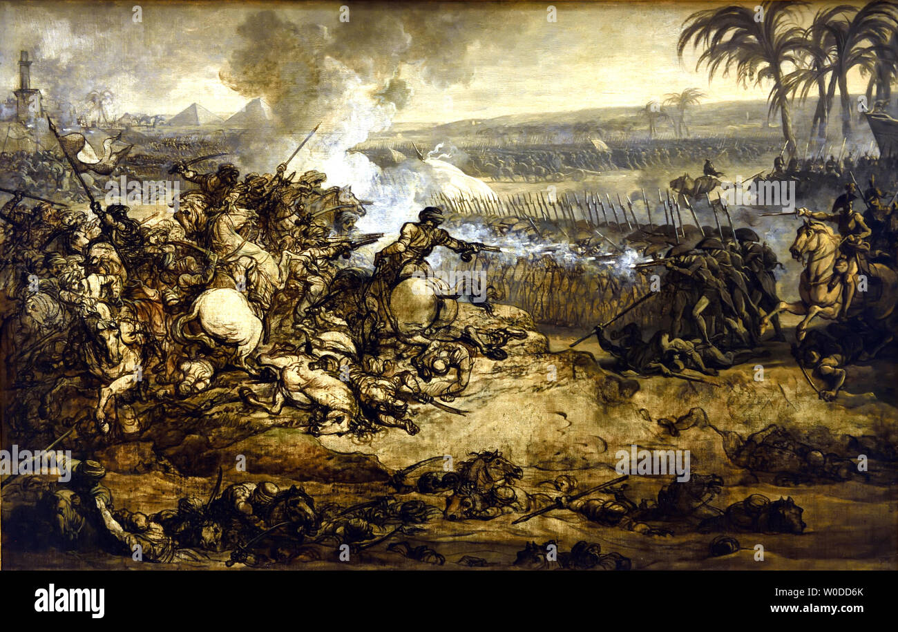 Die Schlacht bei den Pyramiden (21. Juli 1798) 1800 - 1801 Skizze für ein Gemälde im Jahr 1800 im Auftrag der Auftrag des Ersten Konsul Bonaparte, François André Vincent 1746-1816 Frankreich Französisch Stockfoto