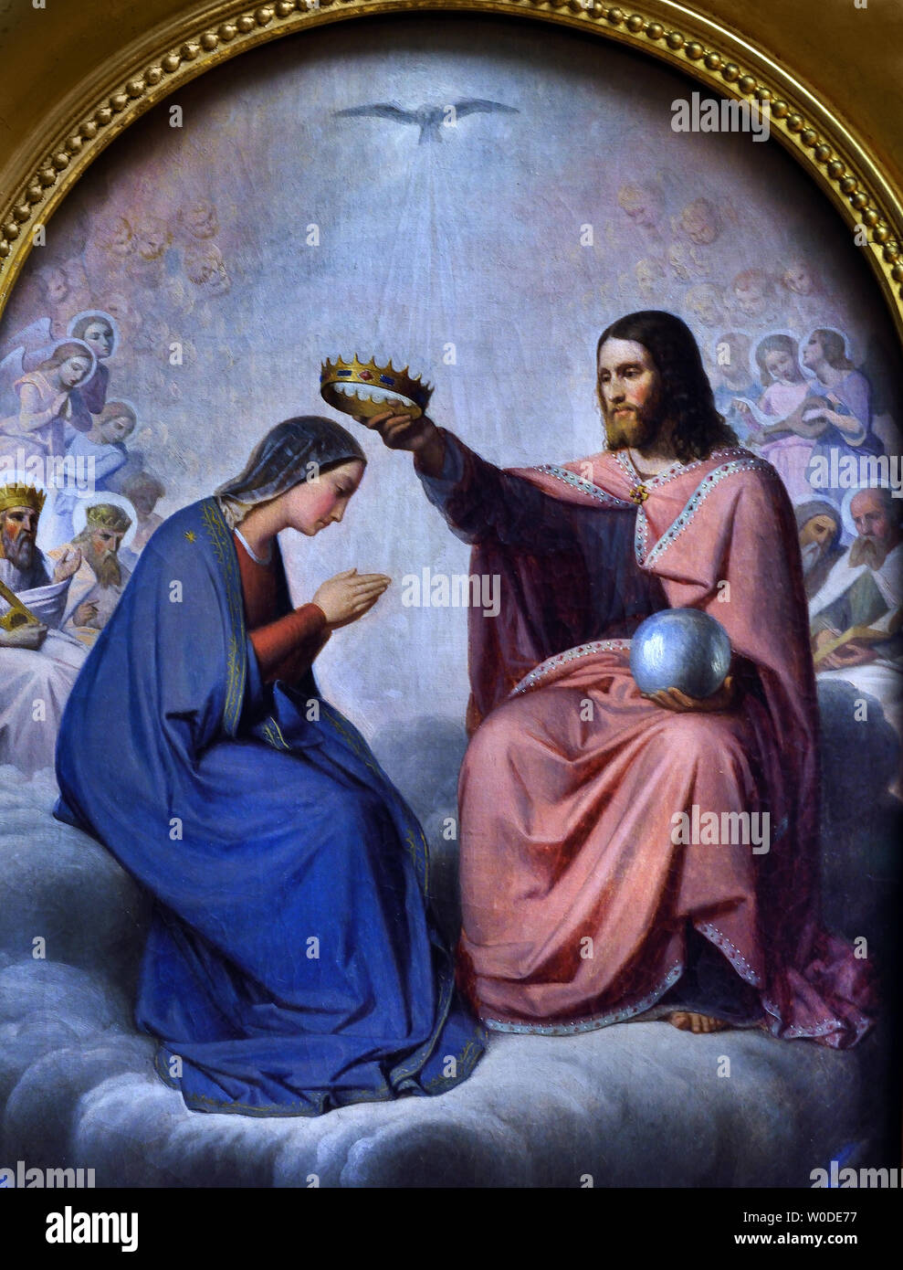 Die Krönung der Jungfrau Maria, Königin des Himmels 1845 von Romain Cazes 1810-1881 Frankreich, Französisch, Stockfoto