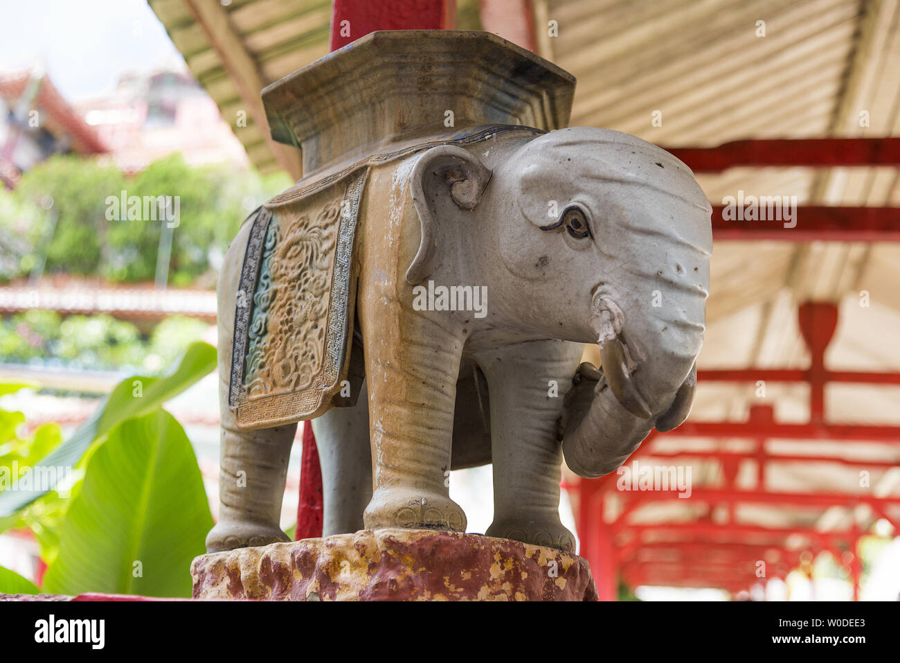 Kek Lok Si Tempel, Elefanten statue Detail, in Insel Penang, Malaysia Stockfoto