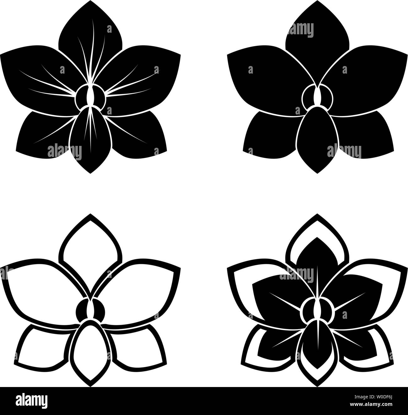 Vier orchid Silhouetten für Design Vector Stock Vektor