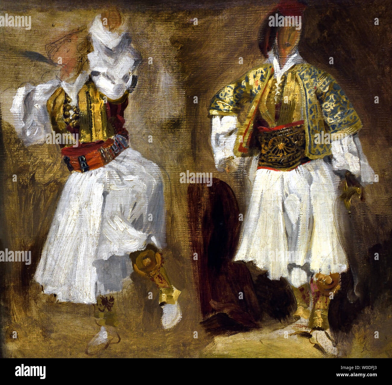 Zwei Studien von souliot Kostüme 1824 - 1825 Eugène Delacroix 1798-1863, Frankreich, Französisch, Stockfoto