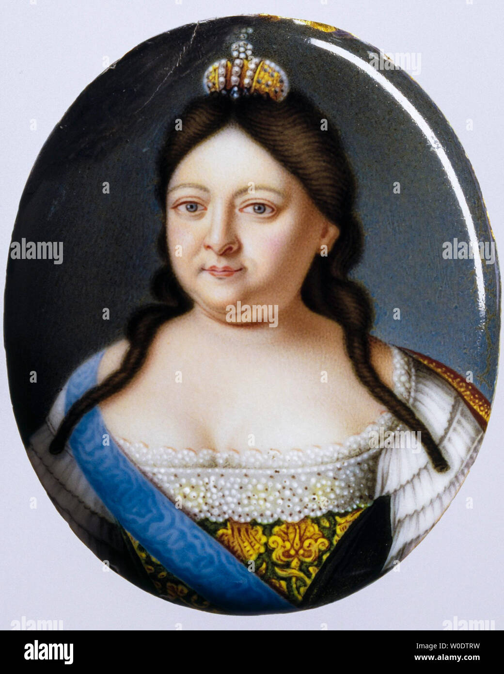 Nach Louis Caravaque, Kaiserin Anna von Russland, 1693-1740, Portrait Malerei Miniatur, 1730-1740 Stockfoto