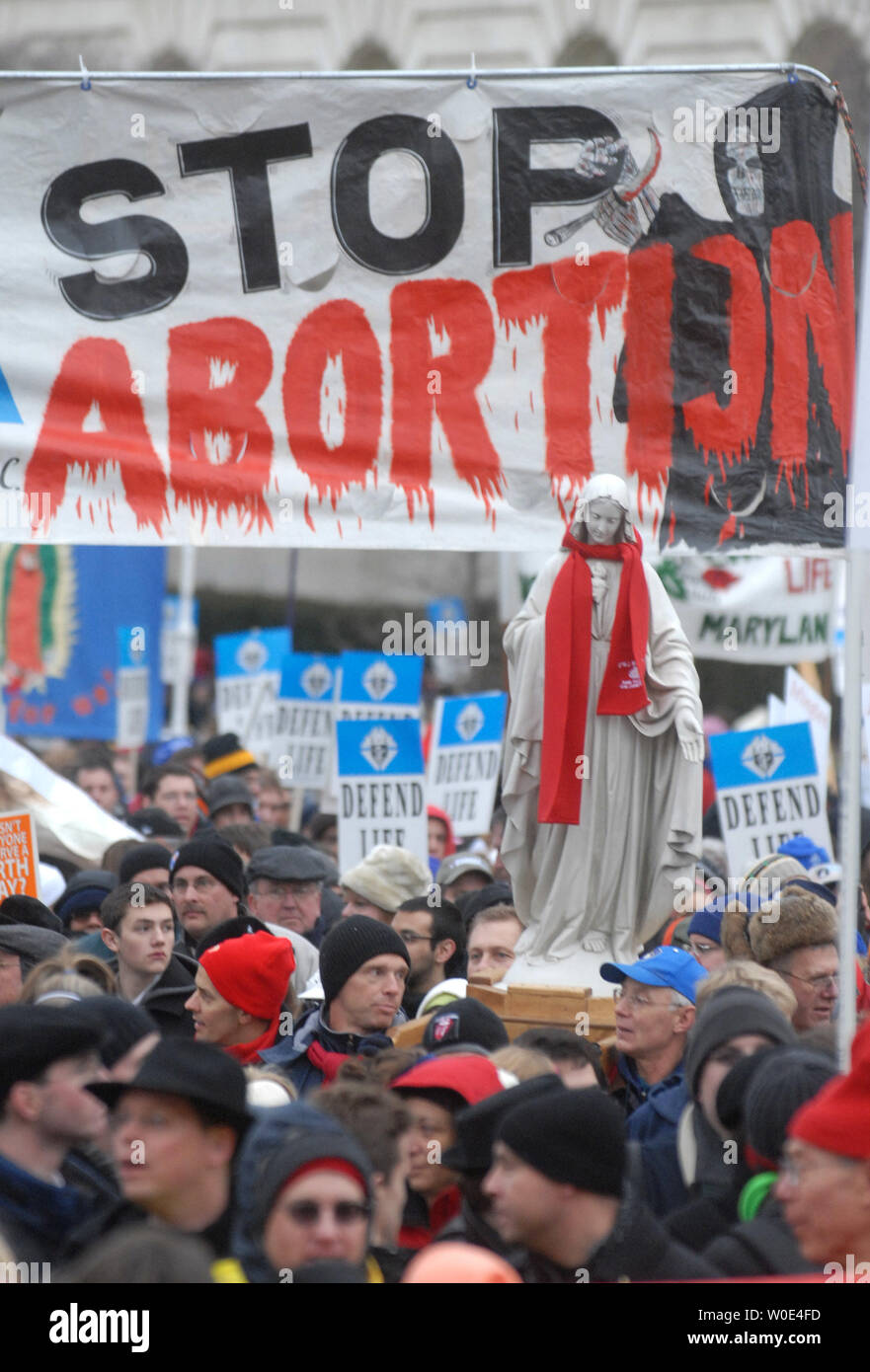 Pro-life-Aktivisten in den 'Marsch für das Leben' Anti-abtreibungs-Demonstration in Washington am 22. Januar 2008. Die Demonstration markierte den 35. Jahrestag der Entscheidung des Supreme Court 1973 in Roe vs Wade, Abtreibungen legal. (UPI Foto/Kevin Dietsch) Stockfoto